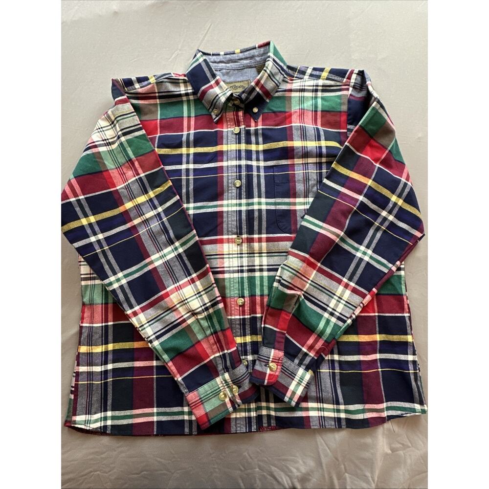 Roper Shirt Mens Medium Blue Red Tartan Pocket Western Preppy Long Sleeve